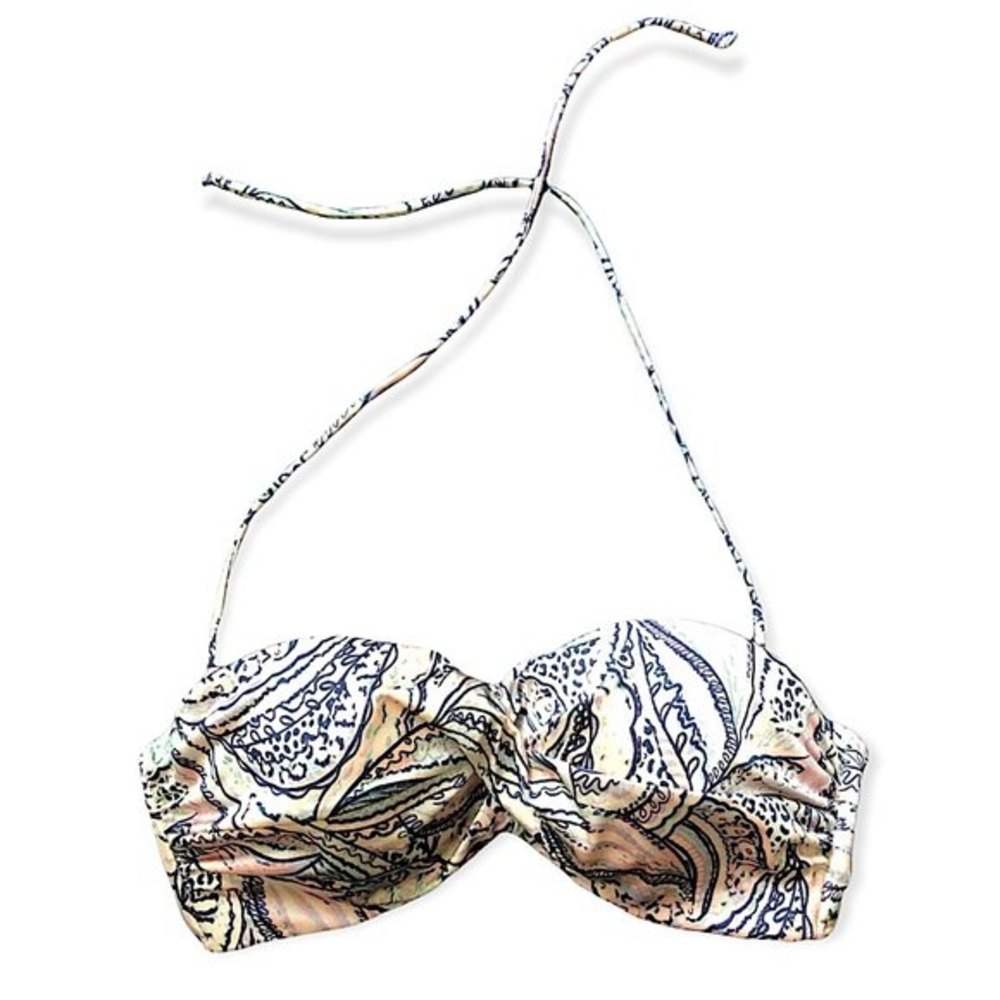 Victoria’s Secret Size 34D Halter Push Up Bikini Top Blue Pink Paisley￼ beach